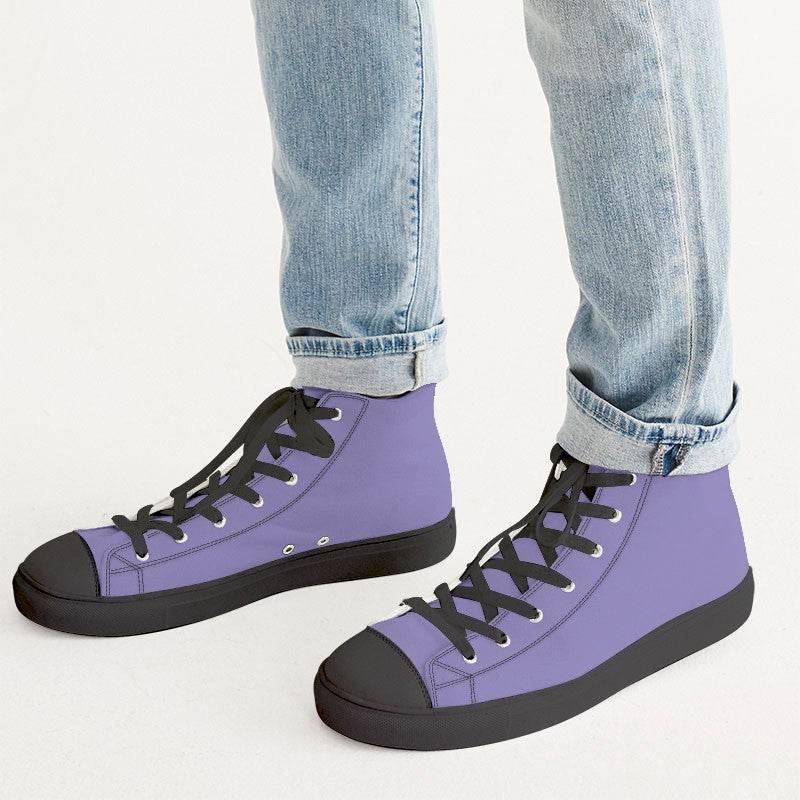 Light Medium Purple Men's High-Top Canvas Sneakers (PUI1-ME-LI) - Man CloseUp
