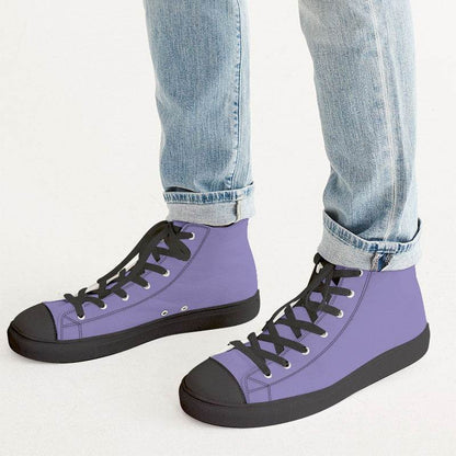 Light Medium Purple Men's High-Top Canvas Sneakers (PUI1-ME-LI) - Man CloseUp