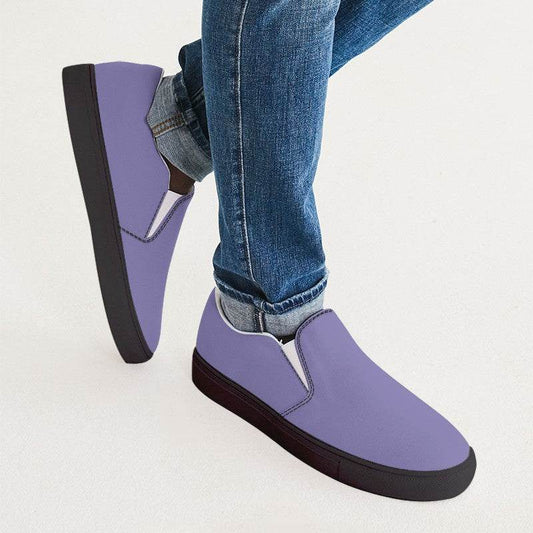 Light Medium Purple Men's Slip-On Canvas Sneakers (PUI1-ME-LI) - Man CloseUp