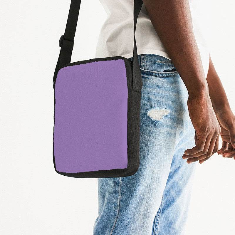 Light Medium Purple Messenger Pouch (MPU3-ME-LI) - Man Side CloseUp