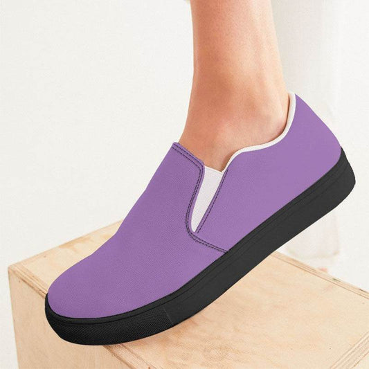 Light Medium Purple Women's Slip-On Canvas Sneakers (MPU2-ME-LI) - Woman CloseUp