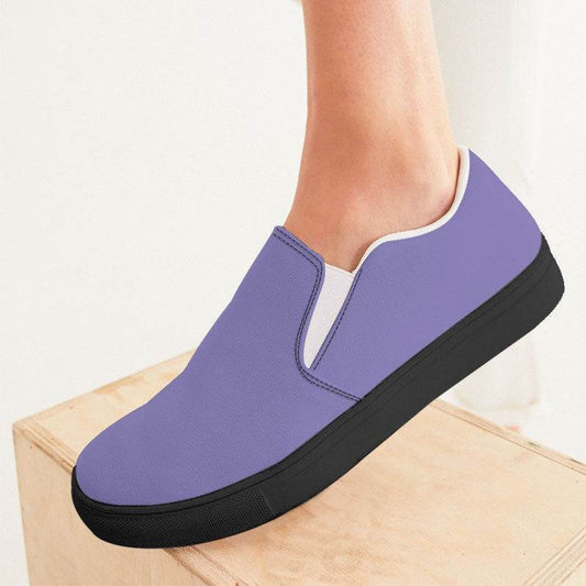 Light Medium Purple Women's Slip-On Canvas Sneakers (PUI1-ME-LI) - Woman CloseUp