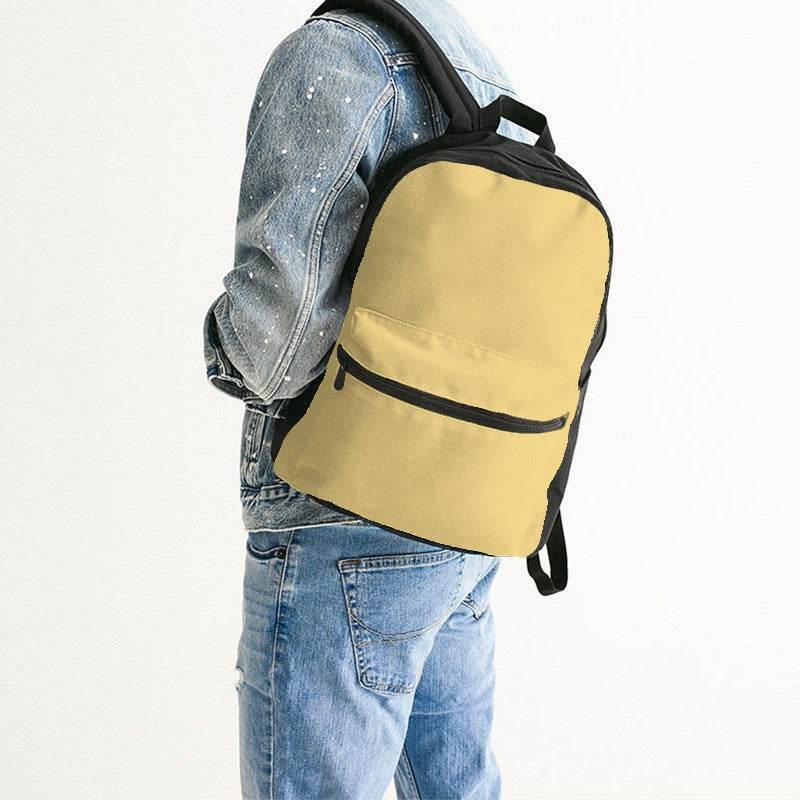 Light Medium Yellow Canvas Backpack (Y-ME-LI) - Man Back CloseUp