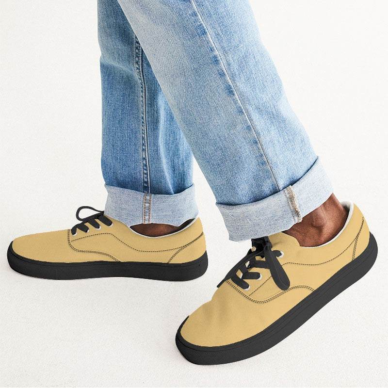 Light Medium Yellow Men's Canvas Sneakers (YO1-ME-LI) - Man CloseUp