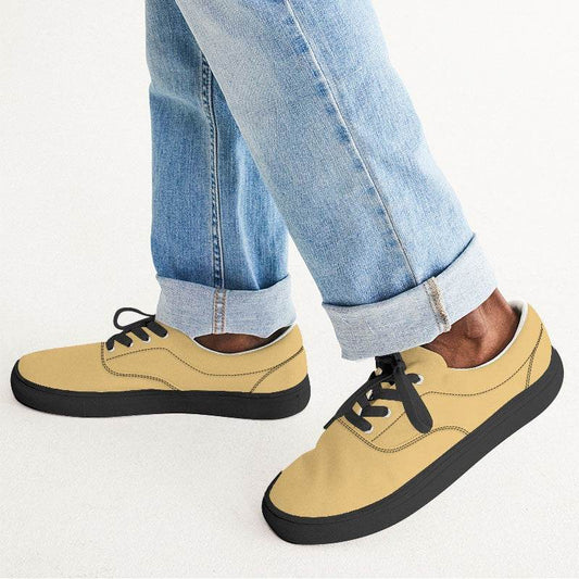 Light Medium Yellow Men's Canvas Sneakers (YO1-ME-LI) - Man CloseUp