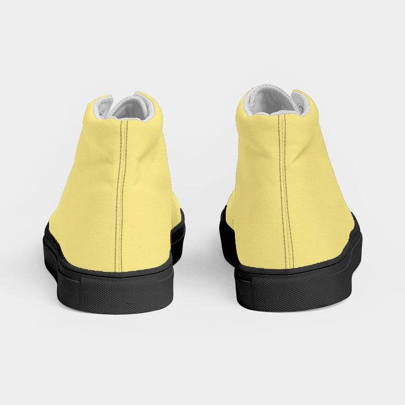 Light Medium Yellow Men's High-Top Canvas Sneakers (LY3-ME-LI) - Back