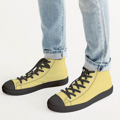 Light Medium Yellow Men's High-Top Canvas Sneakers (LY3-ME-LI) - Man CloseUp