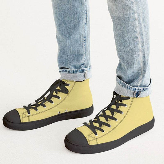 Light Medium Yellow Men's High-Top Canvas Sneakers (LY3-ME-LI) - Man CloseUp