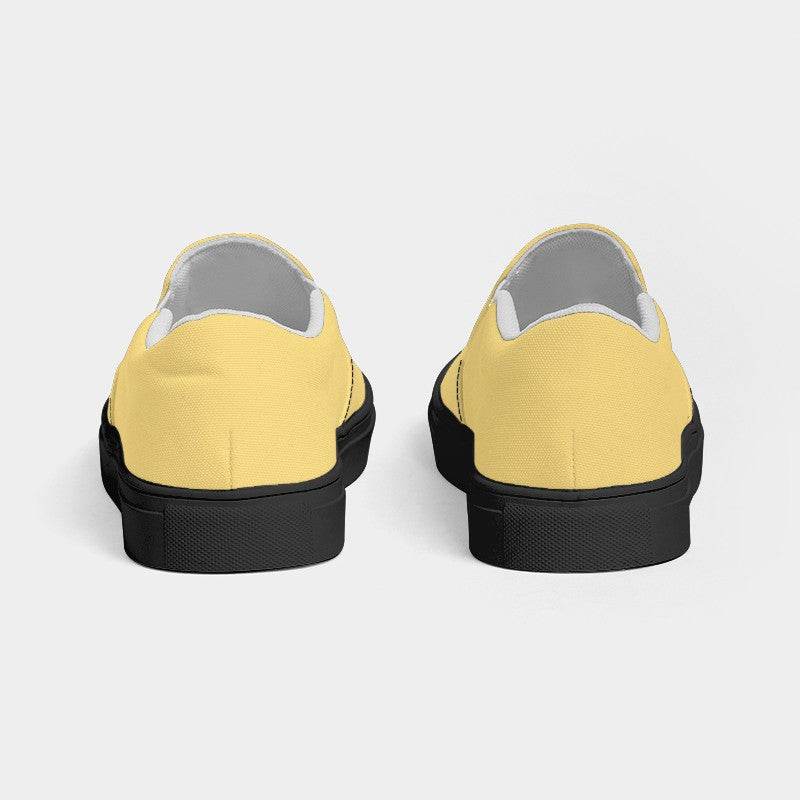 Light Medium Yellow Men's Slip-On Canvas Sneakers (Y-ME-LI) - Back