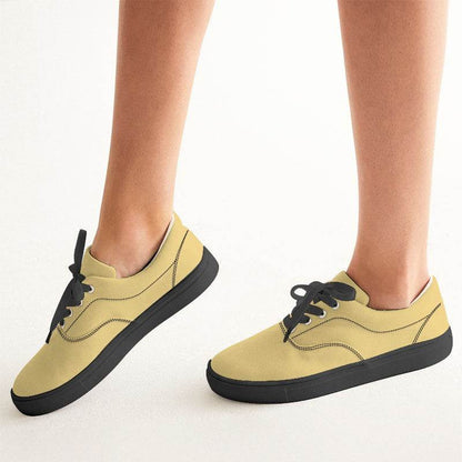 Light Medium Yellow Women's Canvas Sneakers (Y-ME-LI) - Woman CloseUp