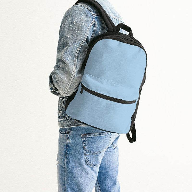 Light Muted Blue Canvas Backpack (B-MU-LI) - Man Back CloseUp