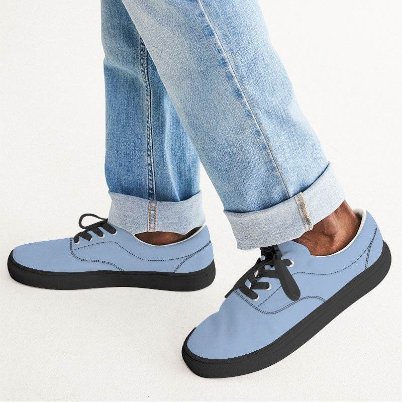 Light Muted Blue Men's Canvas Sneakers (IB2-MU-LI) - Man CloseUp