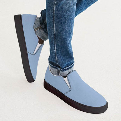 Light Muted Blue Men's Slip-On Canvas Sneakers (IB2-MU-LI) - Man CloseUp