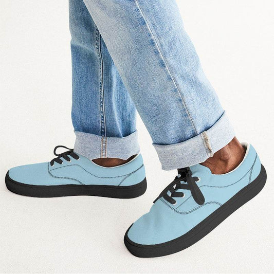 Light Muted Cyan Men's Canvas Sneakers (BC2-MU-LI) - Man CloseUp
