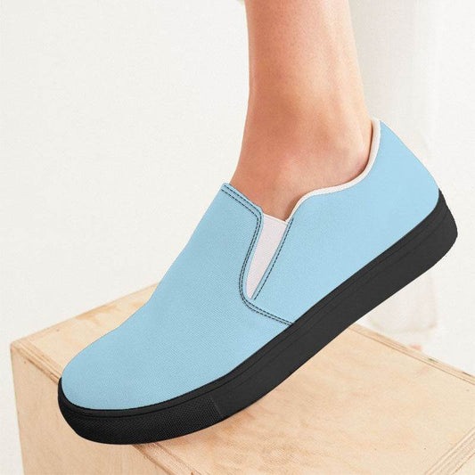 Light Muted Cyan Women's Slip-On Canvas Sneakers (BC2-MU-LI) - Woman CloseUp