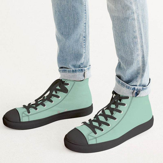 Light Muted Green Men's High-Top Canvas Sneakers (BGG2-MU-LI) - Man CloseUp