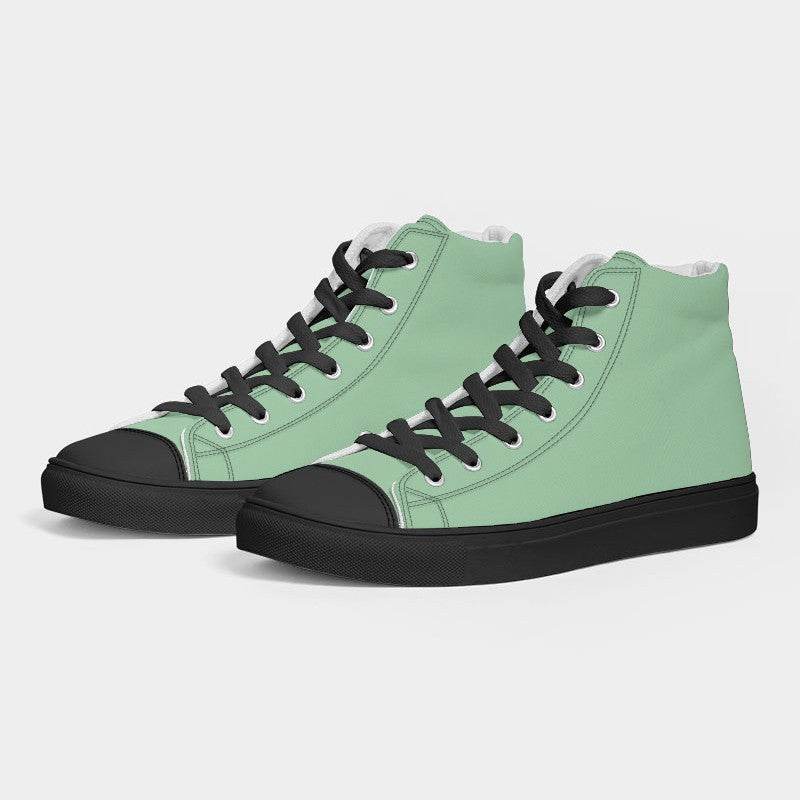 Light Muted Green Men's High-Top Canvas Sneakers (G-MU-LI) - Side 3
