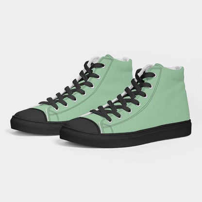 Light Muted Green Men's High-Top Canvas Sneakers (G-MU-LI) - Side 3