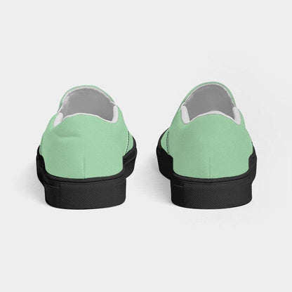 Light Muted Green Men's Slip-On Canvas Sneakers (G-MU-LI) - Back