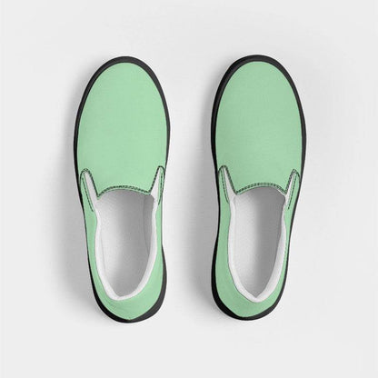 Light Muted Green Men's Slip-On Canvas Sneakers (G-MU-LI) - Top