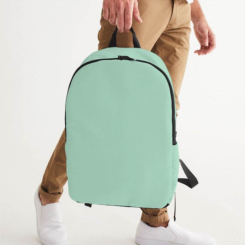 Light Muted Green Waterproof Backpack (BGG2-MU-LI) - Man Holding CloseUp