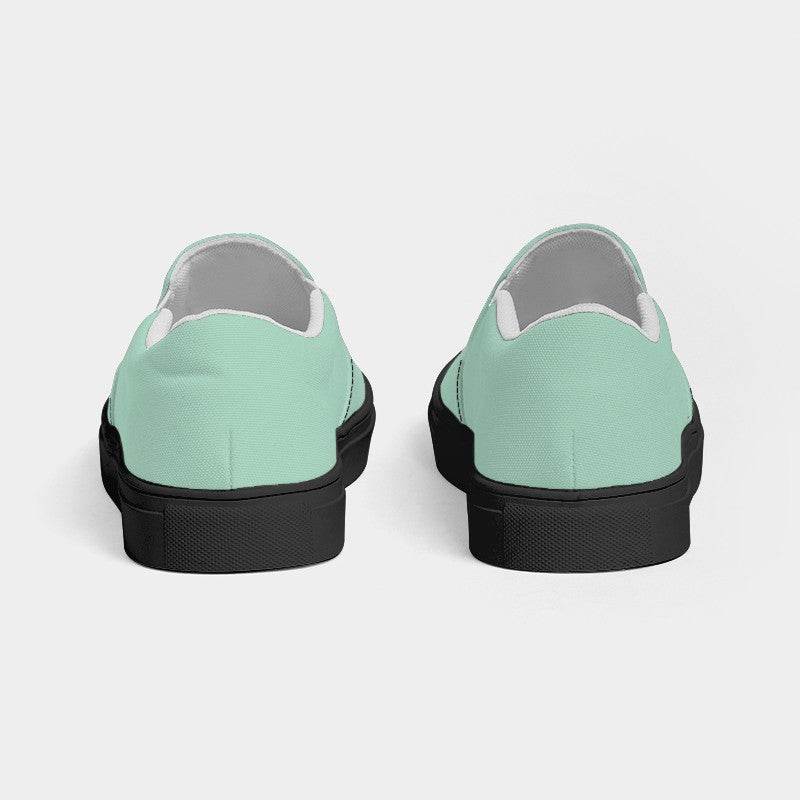 Light Muted Green Women's Slip-On Canvas Sneakers (BGG2-MU-LI) - Back