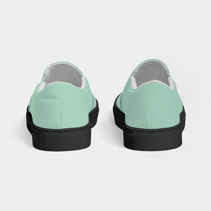 Light Muted Green Women's Slip-On Canvas Sneakers (BGG2-MU-LI) - Back