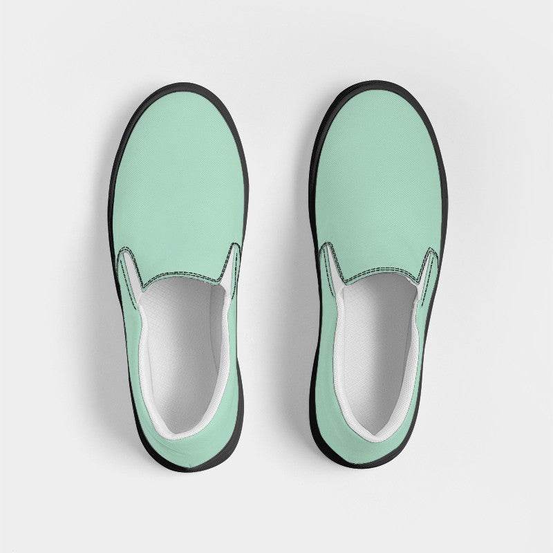 Light Muted Green Women's Slip-On Canvas Sneakers (BGG2-MU-LI) - Top