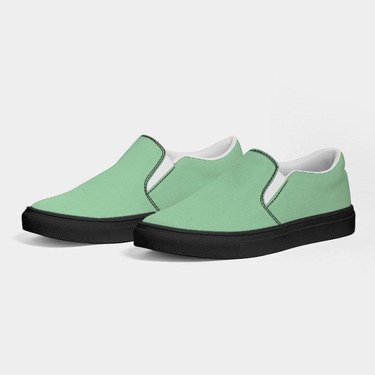 Light Muted Green Women's Slip-On Canvas Sneakers (G-MU-LI) - Side 3