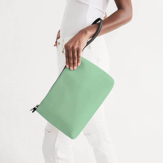 Light Muted Green Zip Pouch (G-MU-LI) - Side Holding