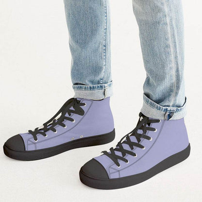 Light Muted Indigo Men's High-Top Canvas Sneakers (PUI2-MU-LI) - Man CloseUp