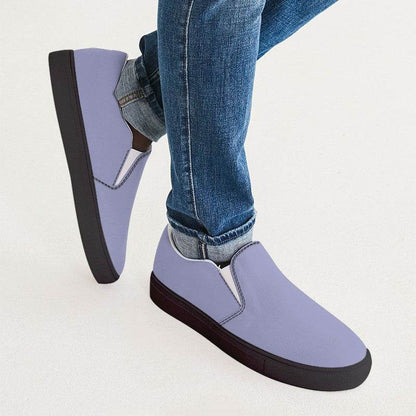 Light Muted Indigo Men's Slip-On Canvas Sneakers (PUI2-MU-LI) - Man CloseUp