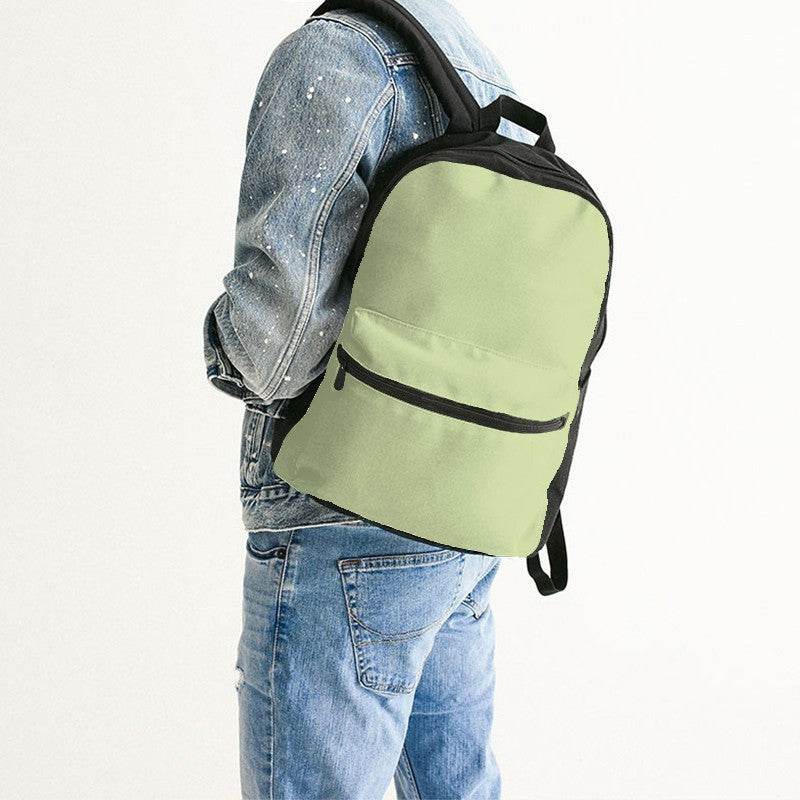 Light Muted Lime Canvas Backpack (L-MU-LI) - Man Back CloseUp