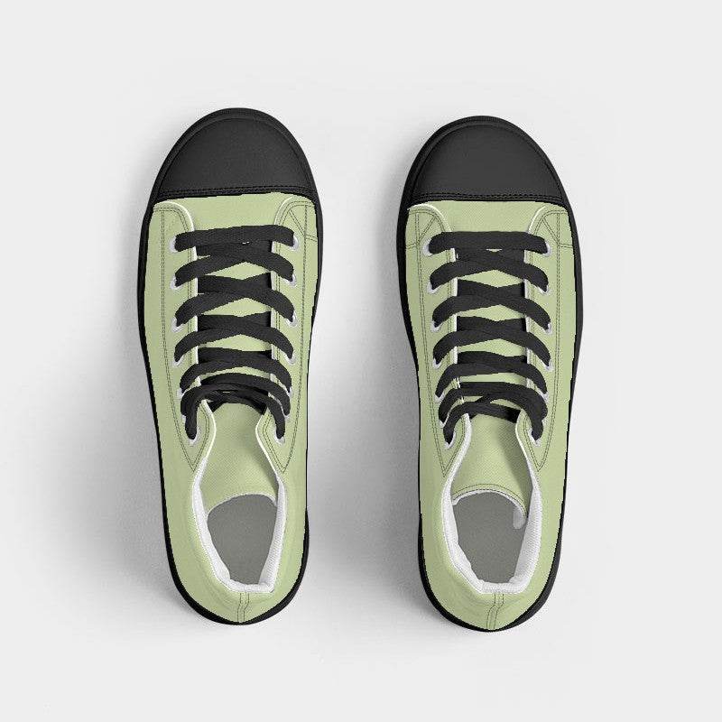 Light Muted Lime Men's High-Top Canvas Sneakers (L-MU-LI) - Top