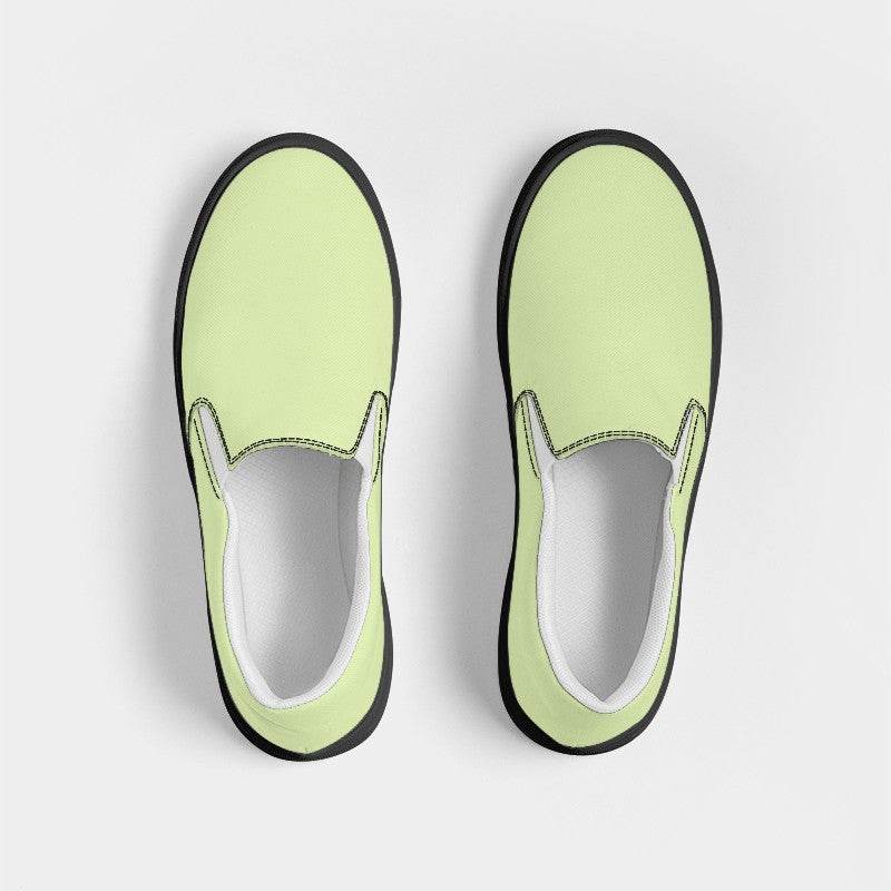 Light Muted Lime Men's Slip-On Canvas Sneakers (L-MU-LI) - Top