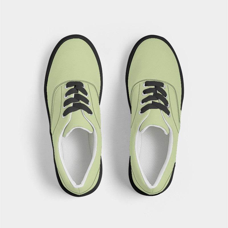 Light Muted Lime Women's Canvas Sneakers (L-MU-LI) - Top