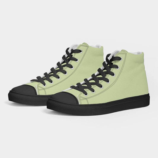 Light Muted Lime Women's High-Top Canvas Sneakers (L-MU-LI) - Side 3