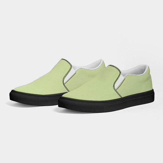 Light Muted Lime Women's Slip-On Canvas Sneakers (L-MU-LI) - Side 3