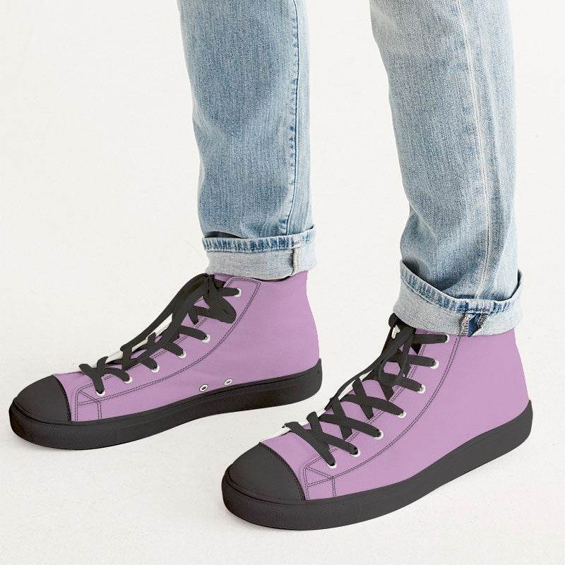 Light Muted Magenta Men's High-Top Canvas Sneakers (M-MU-LI) - Man CloseUp