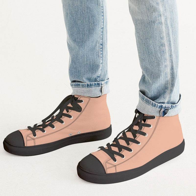 Light Muted Orange Men's High-Top Canvas Sneakers (OR2-MU-LI) - Man CloseUp