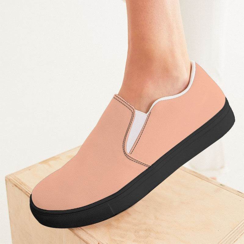 Light Muted Orange Women's Slip-On Canvas Sneakers (OR2-MU-LI) - Woman CloseUp