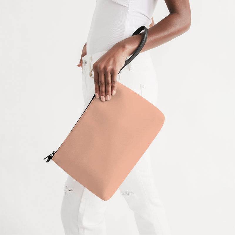 Light Muted Orange Zip Pouch (OR2-MU-LI) - Side Holding