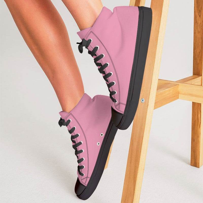 Light Muted Pink Women's High-Top Canvas Sneakers (PI-MU-LI) - Woman CloseUp