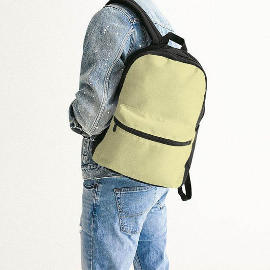 Light Muted Yellow Canvas Backpack (LY2-MU-LI) - Man Back CloseUp