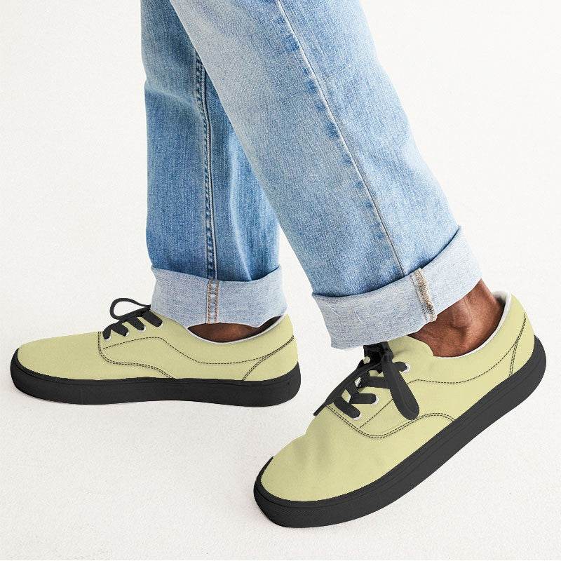 Light Muted Yellow Men's Canvas Sneakers (LY2-MU-LI) - Man CloseUp