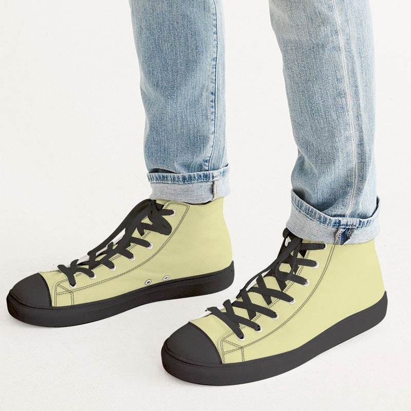 Light Muted Yellow Men's High-Top Canvas Sneakers (LY2-MU-LI) - Man CloseUp