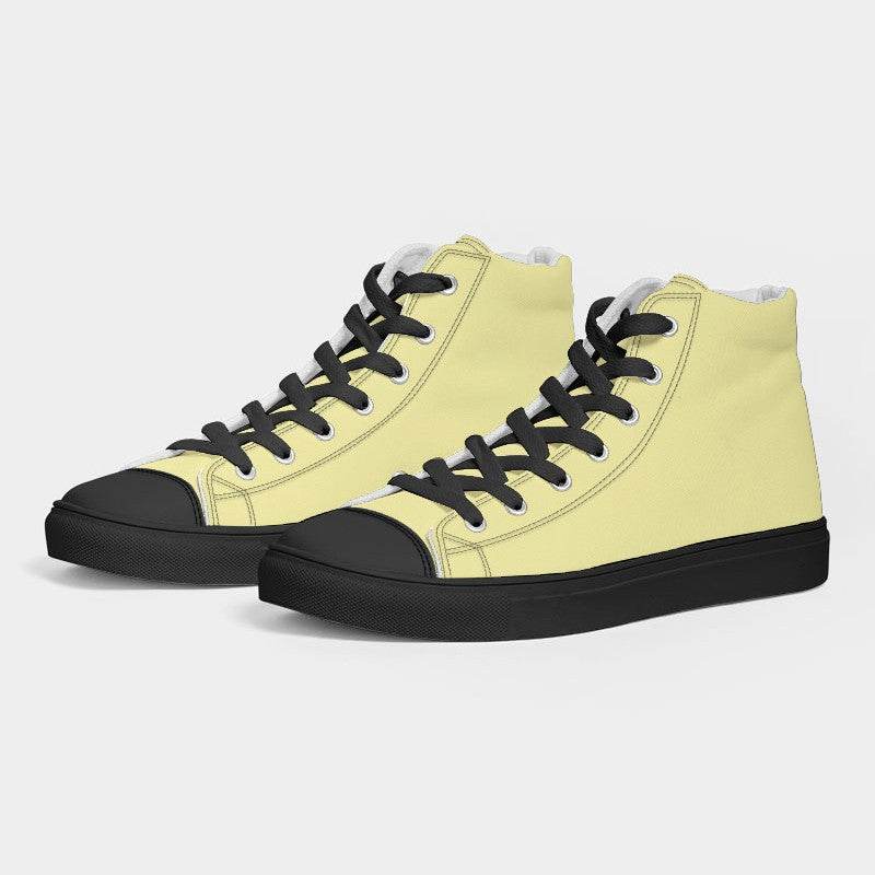 Light Muted Yellow Men's High-Top Canvas Sneakers (LY2-MU-LI) - Side 3