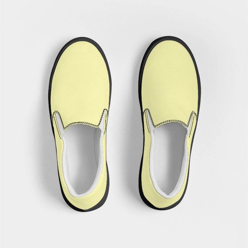 Light Muted Yellow Men's Slip-On Canvas Sneakers (LY2-MU-LI) - Top