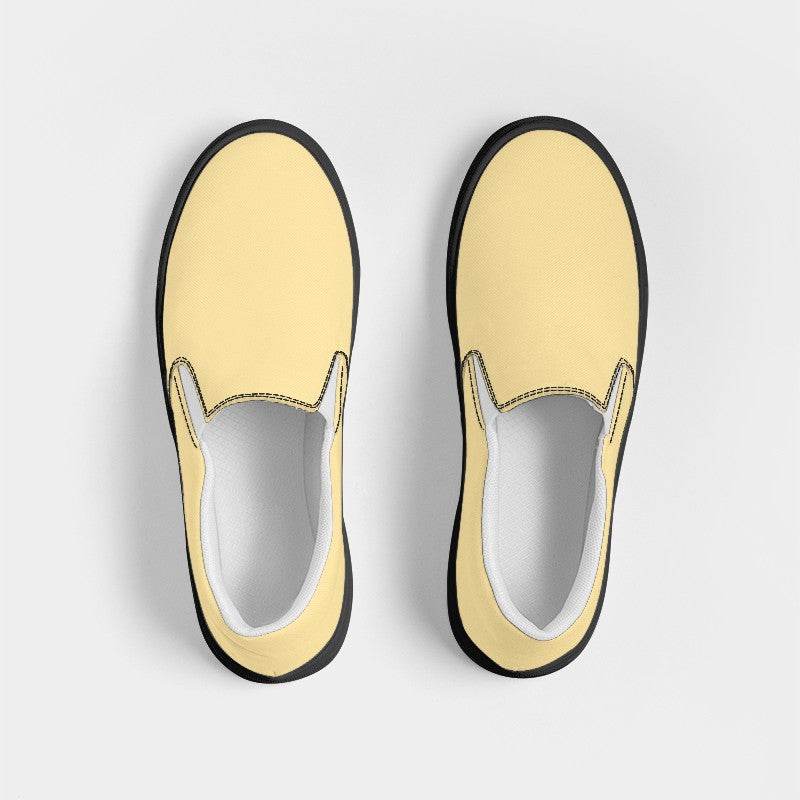 Light Muted Yellow Men's Slip-On Canvas Sneakers (Y-MU-LI) - Top
