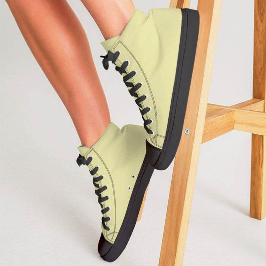 Light Muted Yellow Women's High-Top Canvas Sneakers (LY2-MU-LI) - Woman CloseUp
